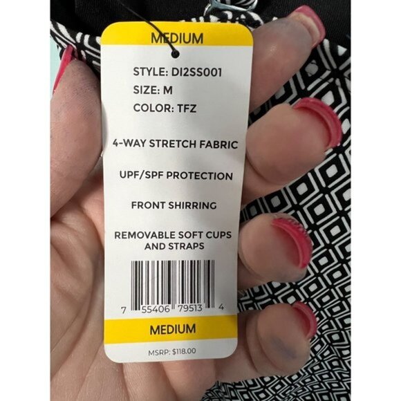 DKNY Black and White One Piece Swim Suit Size Medium - Picture 4 of 5